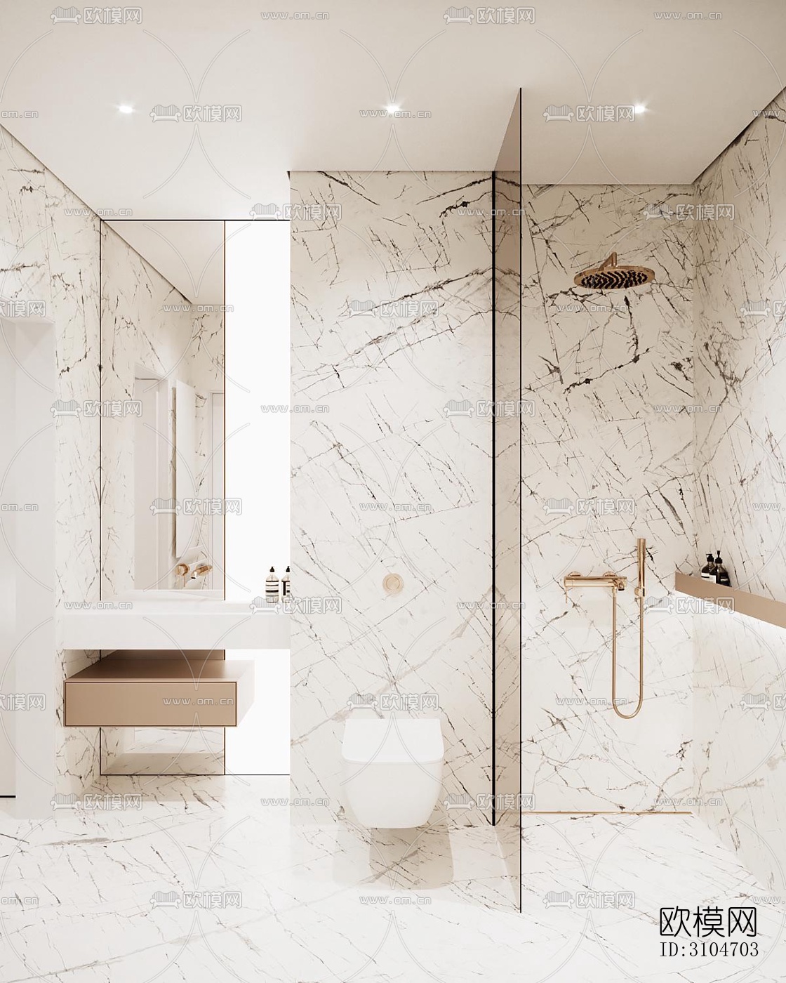 现代卫生间效果图下载（渲染图1）