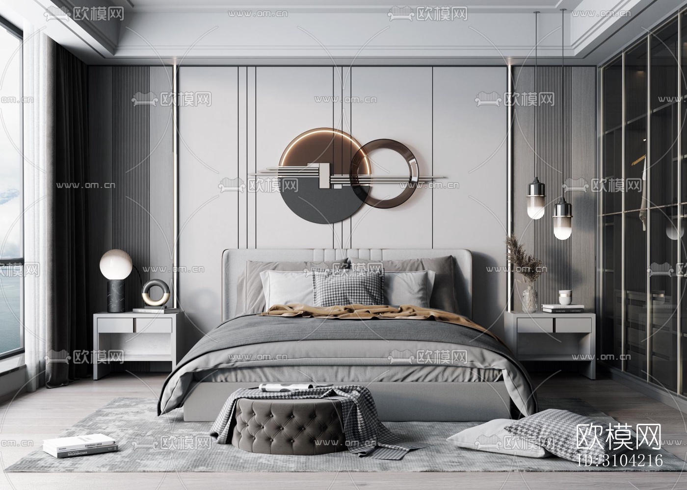 欧式卧室效果图下载（渲染图5）