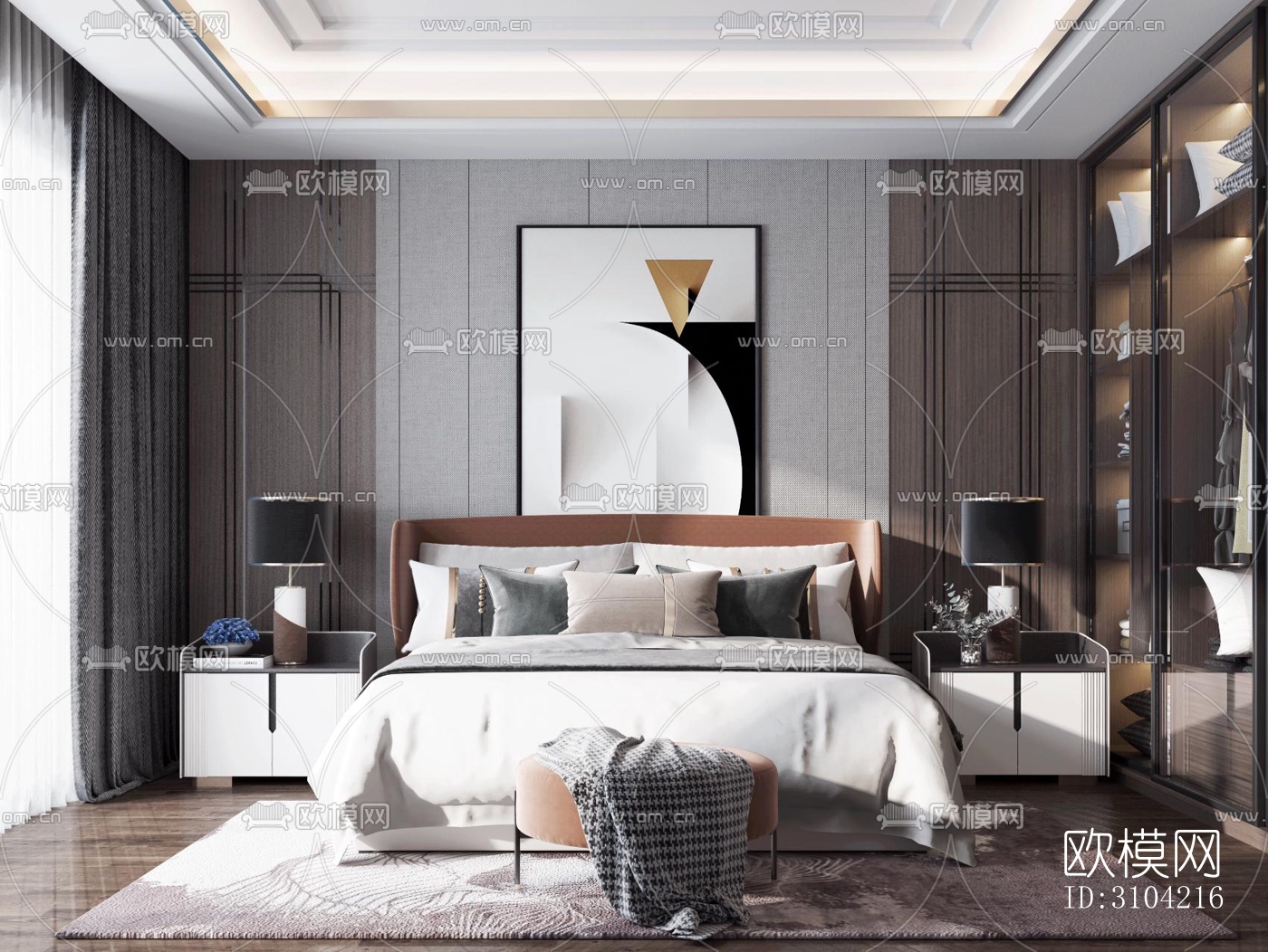 欧式卧室效果图下载（渲染图3）