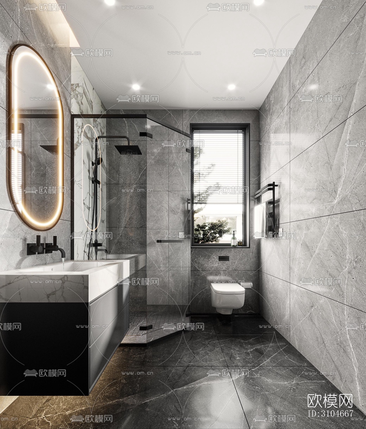 现代卫生间效果图下载（渲染图1）