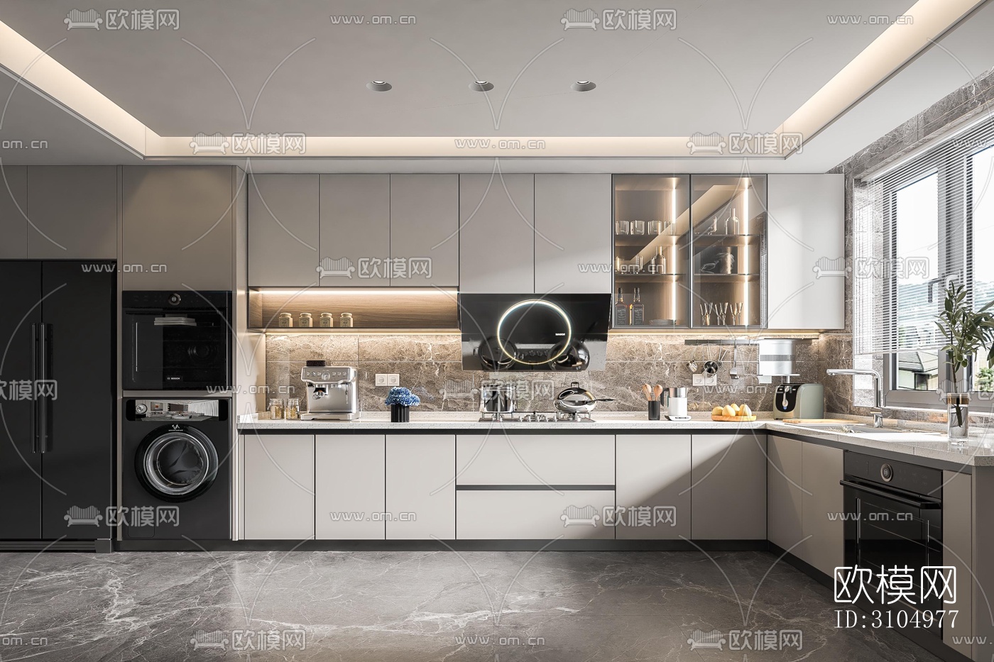 现代厨房效果图下载（渲染图3）