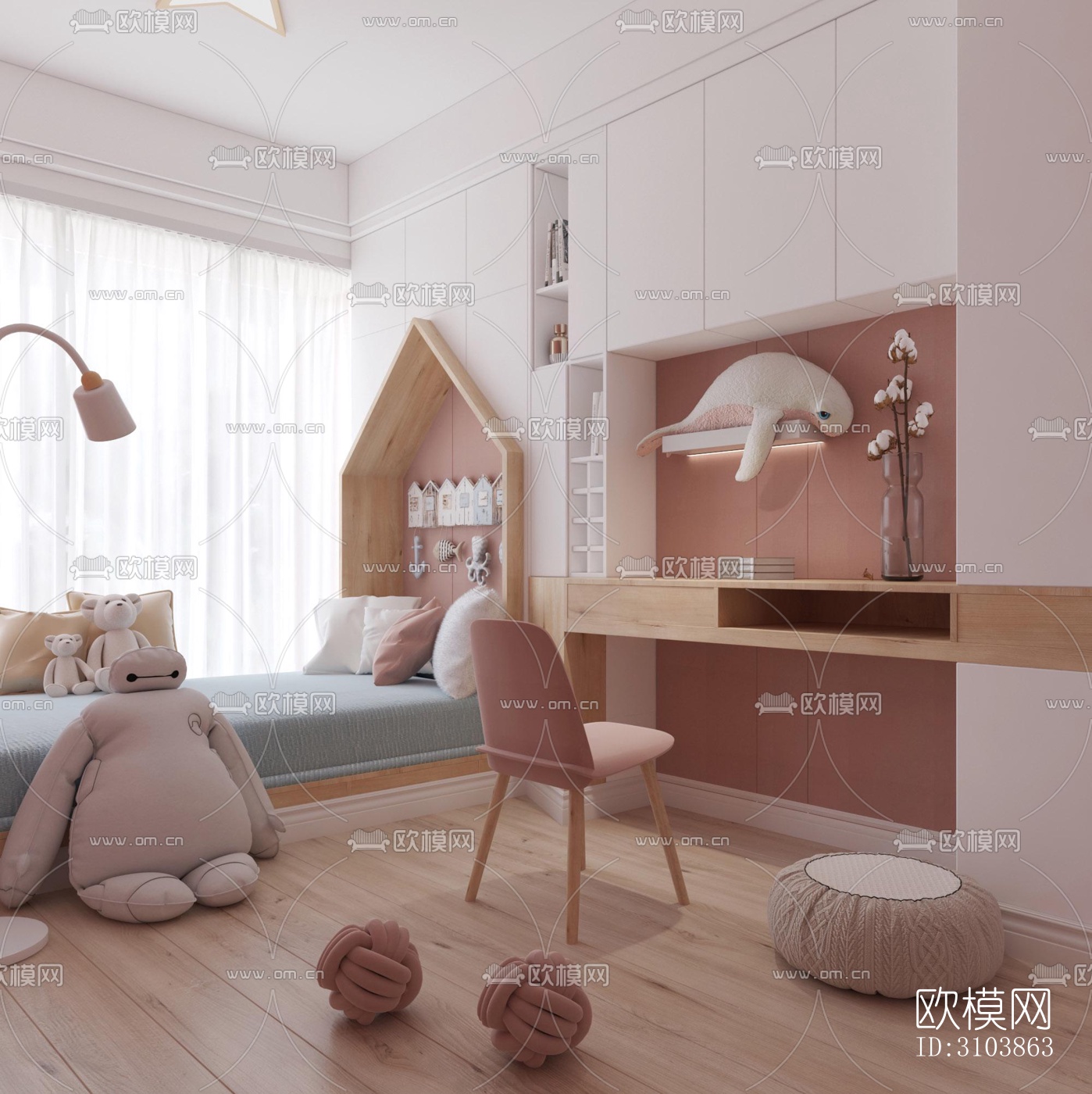 北欧儿童房效果图下载（渲染图4）