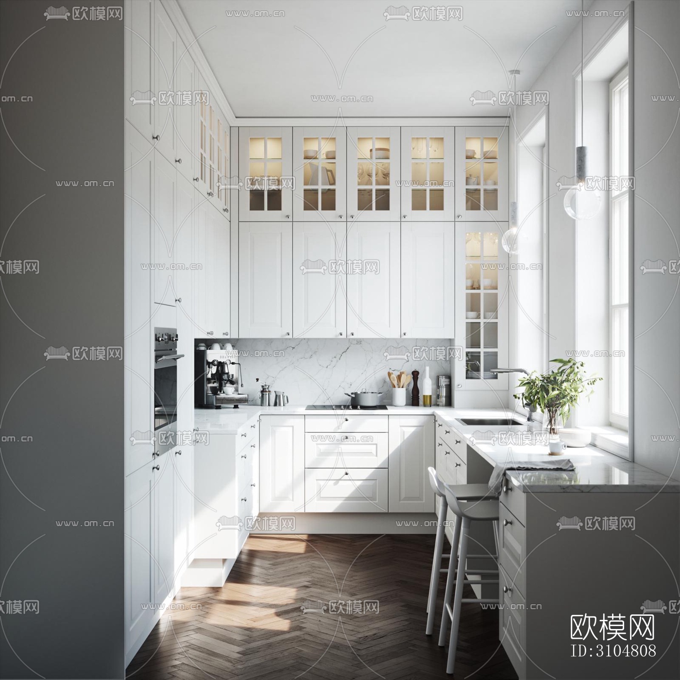 北欧厨房效果图下载（渲染图5）