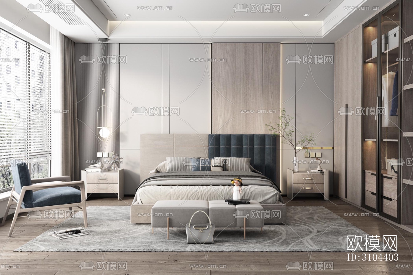 现代卧室效果图下载（渲染图3）