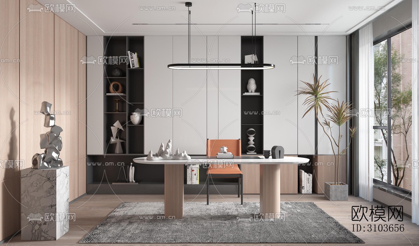 现代书房效果图下载（渲染图5）