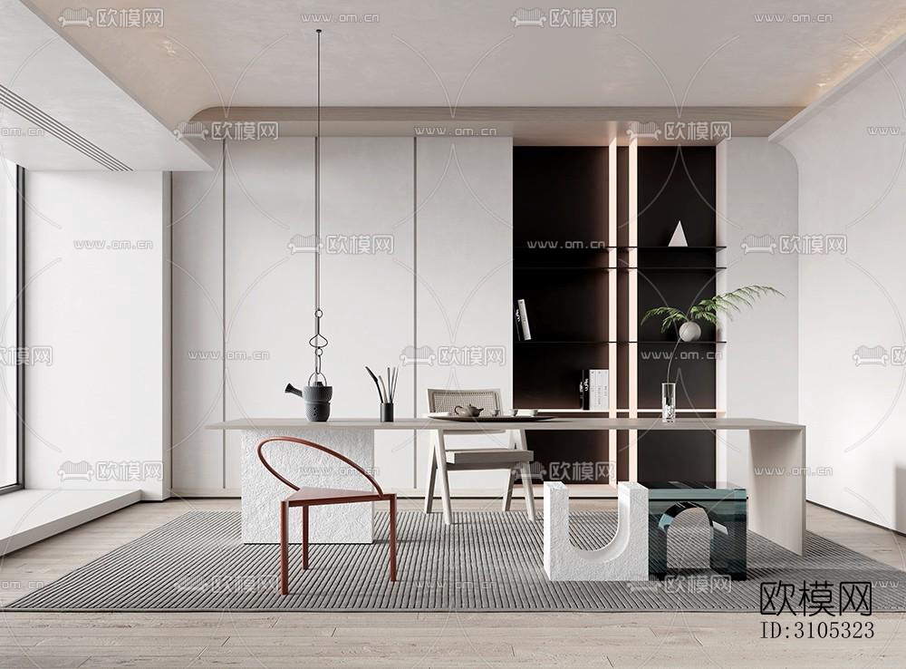 现代茶室效果图下载（渲染图1）