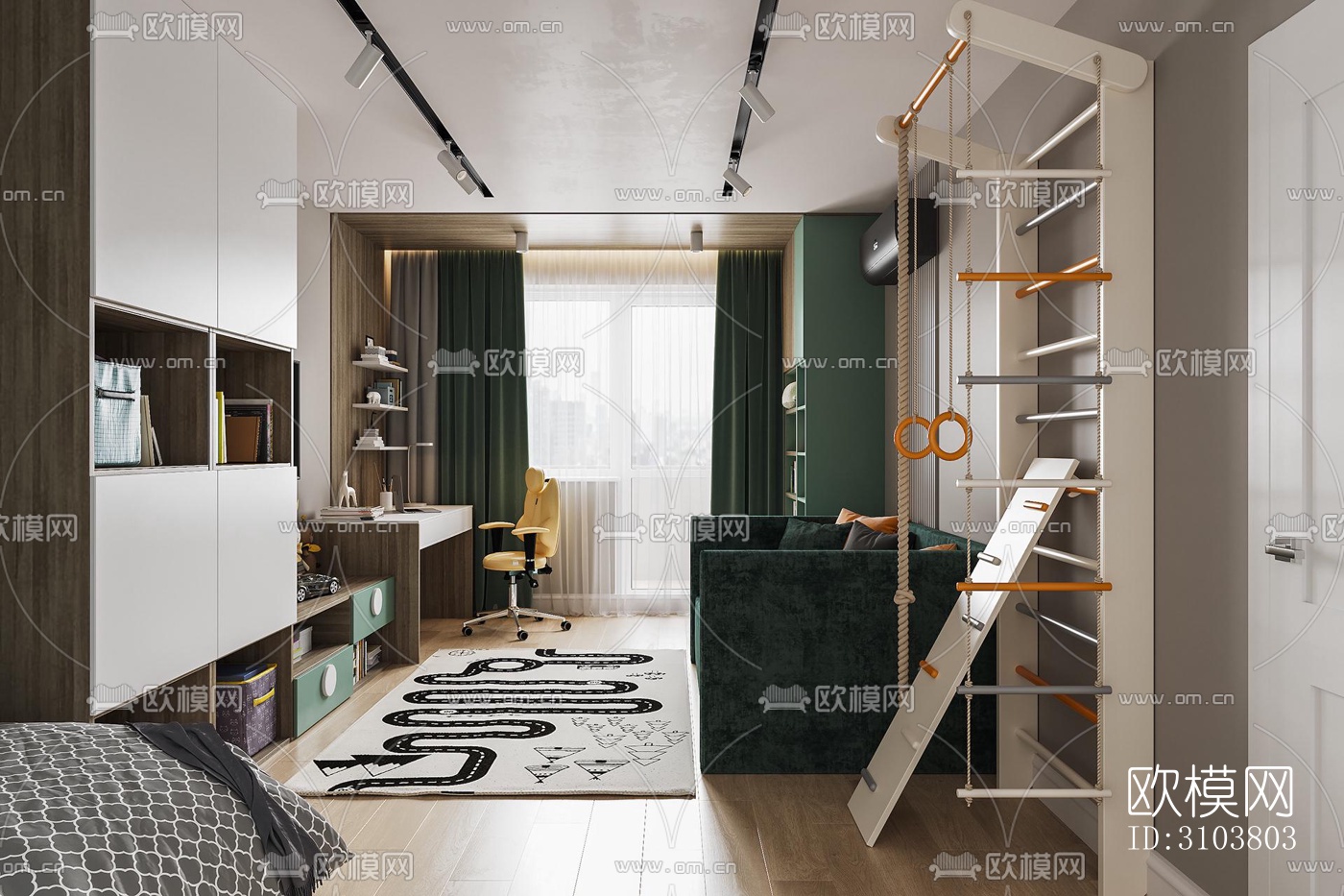 北欧儿童房效果图下载（渲染图4）