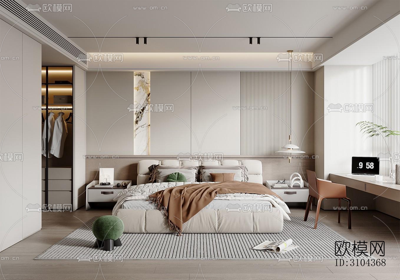 现代卧室效果图下载（渲染图2）