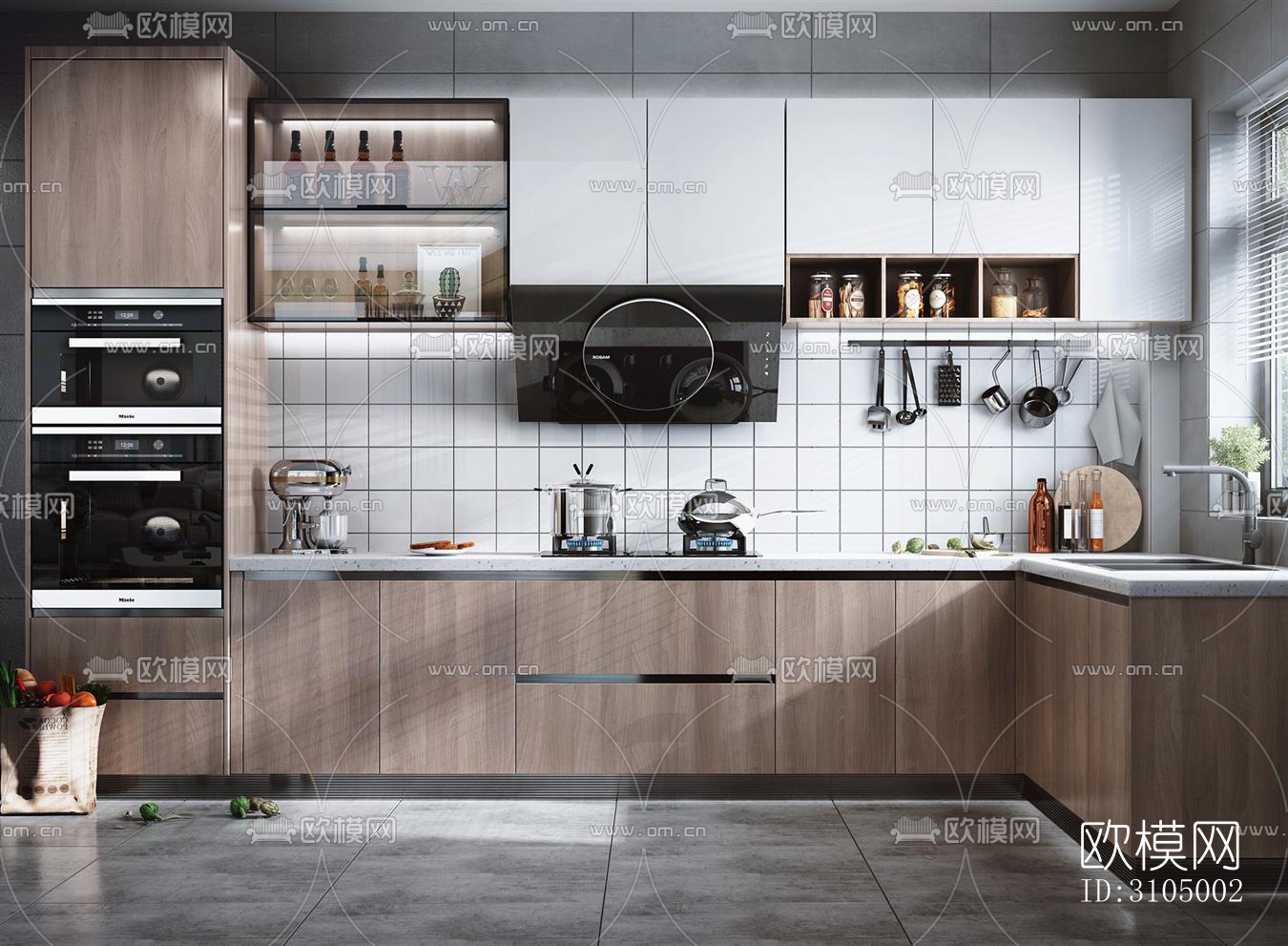 现代厨房效果图下载（渲染图3）