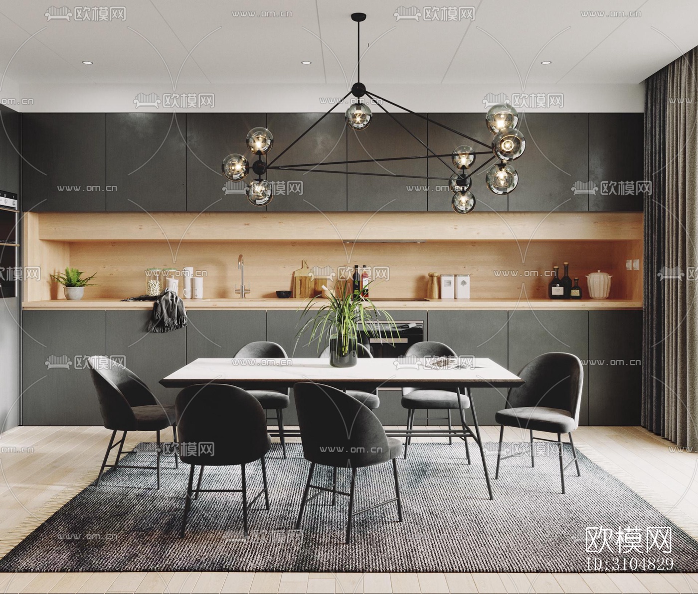 北欧厨房效果图下载（渲染图3）