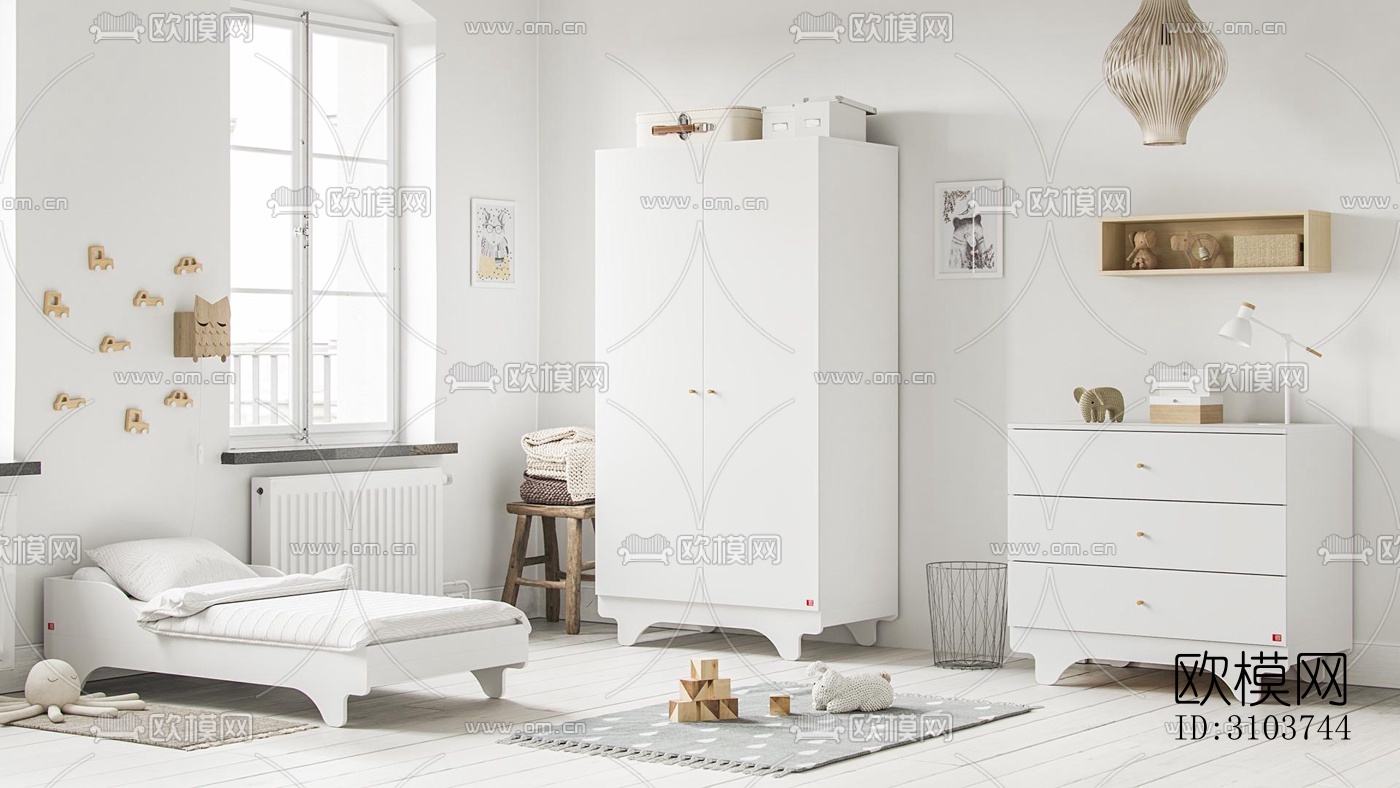 北欧儿童房效果图下载（渲染图3）
