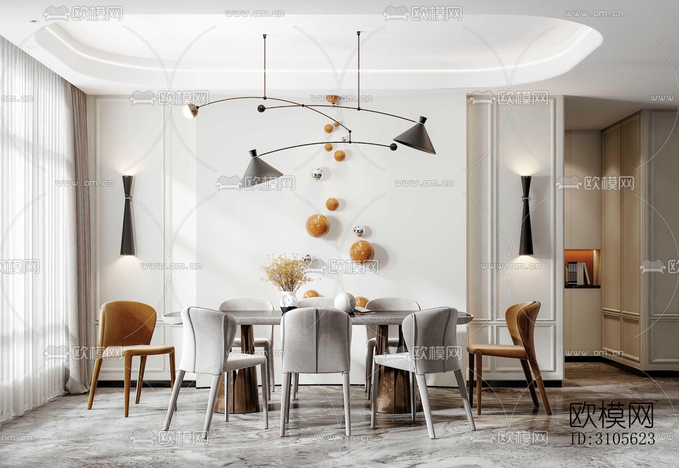 现代餐厅效果图下载（渲染图3）