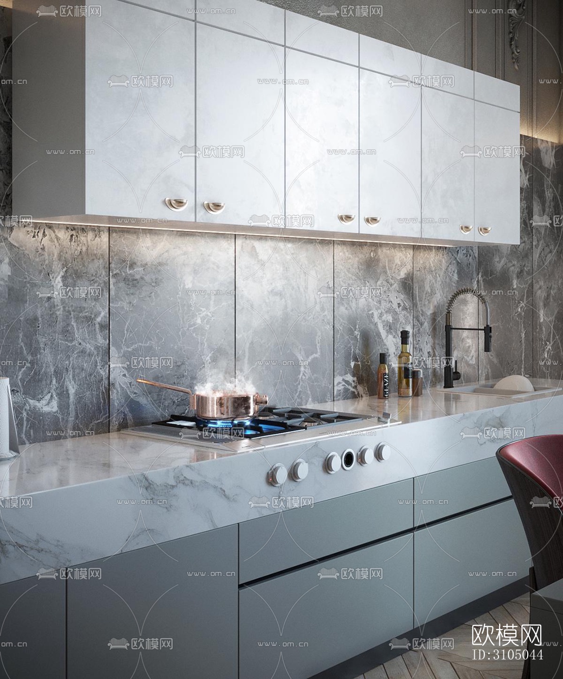 现代厨房效果图下载（渲染图4）