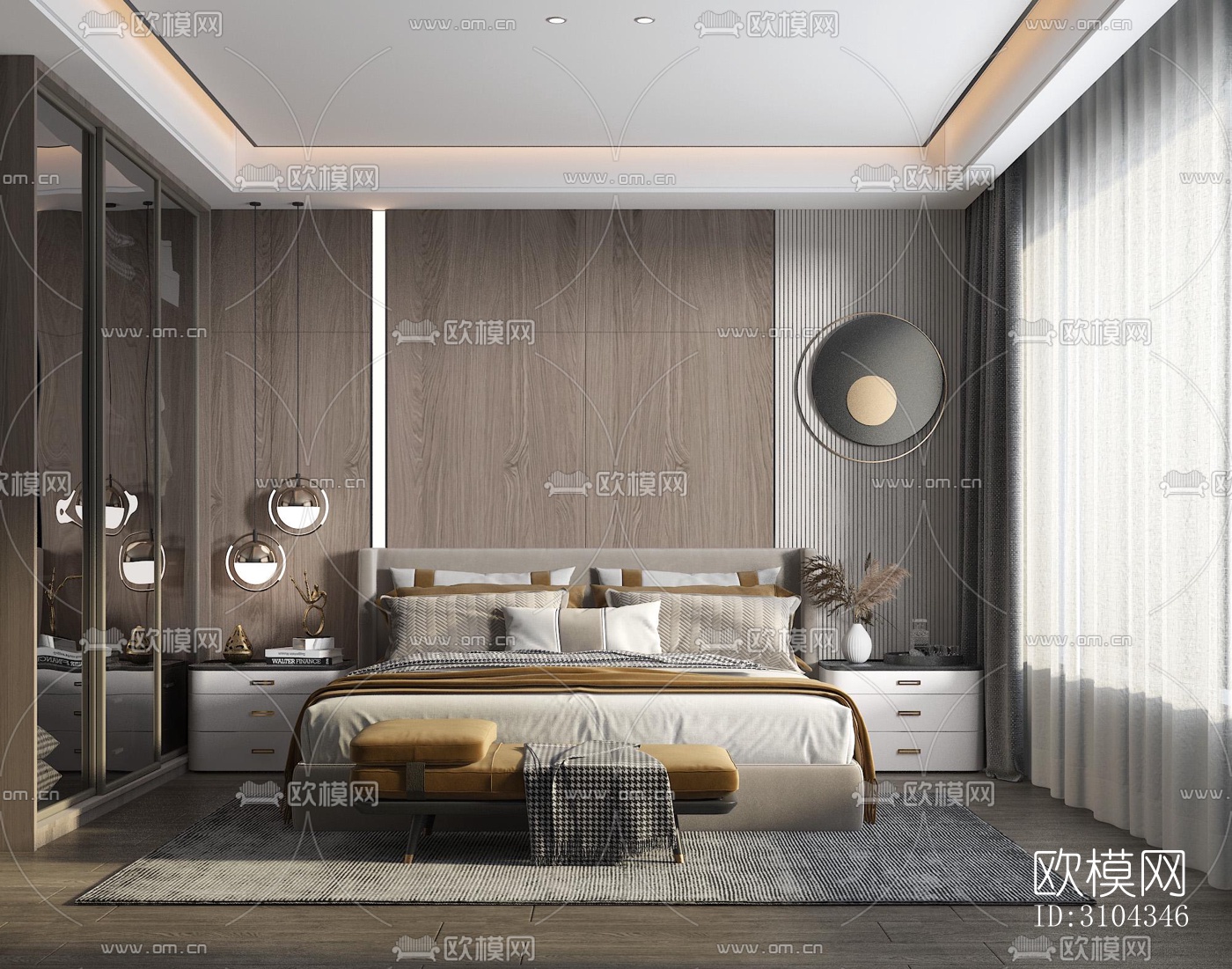 现代卧室效果图下载（渲染图3）