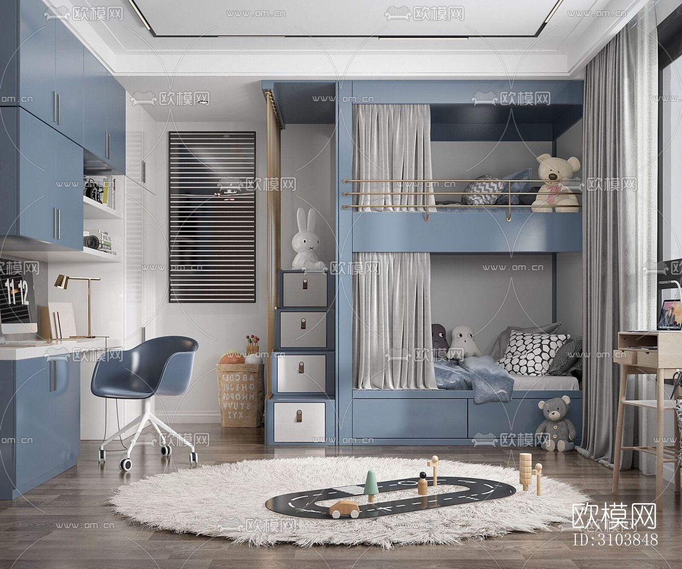北欧儿童房效果图下载（渲染图2）