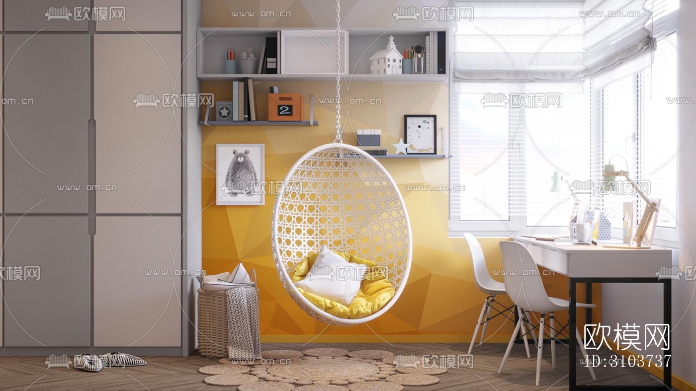 北欧儿童房效果图下载（渲染图2）