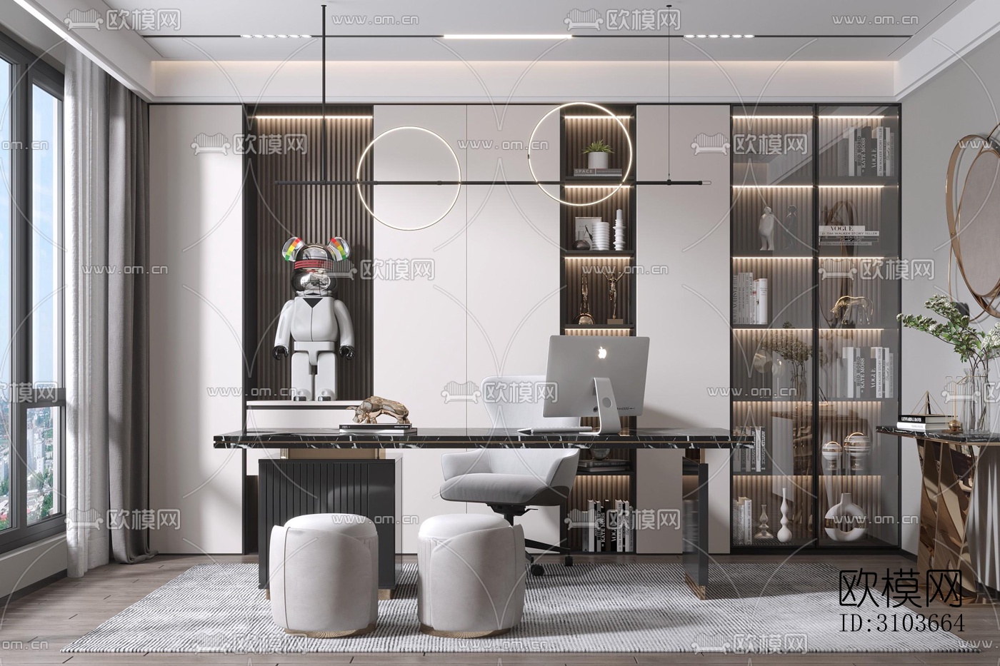 现代书房效果图下载（渲染图3）