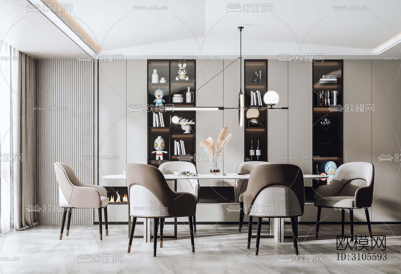现代餐厅效果图下载（渲染图3）