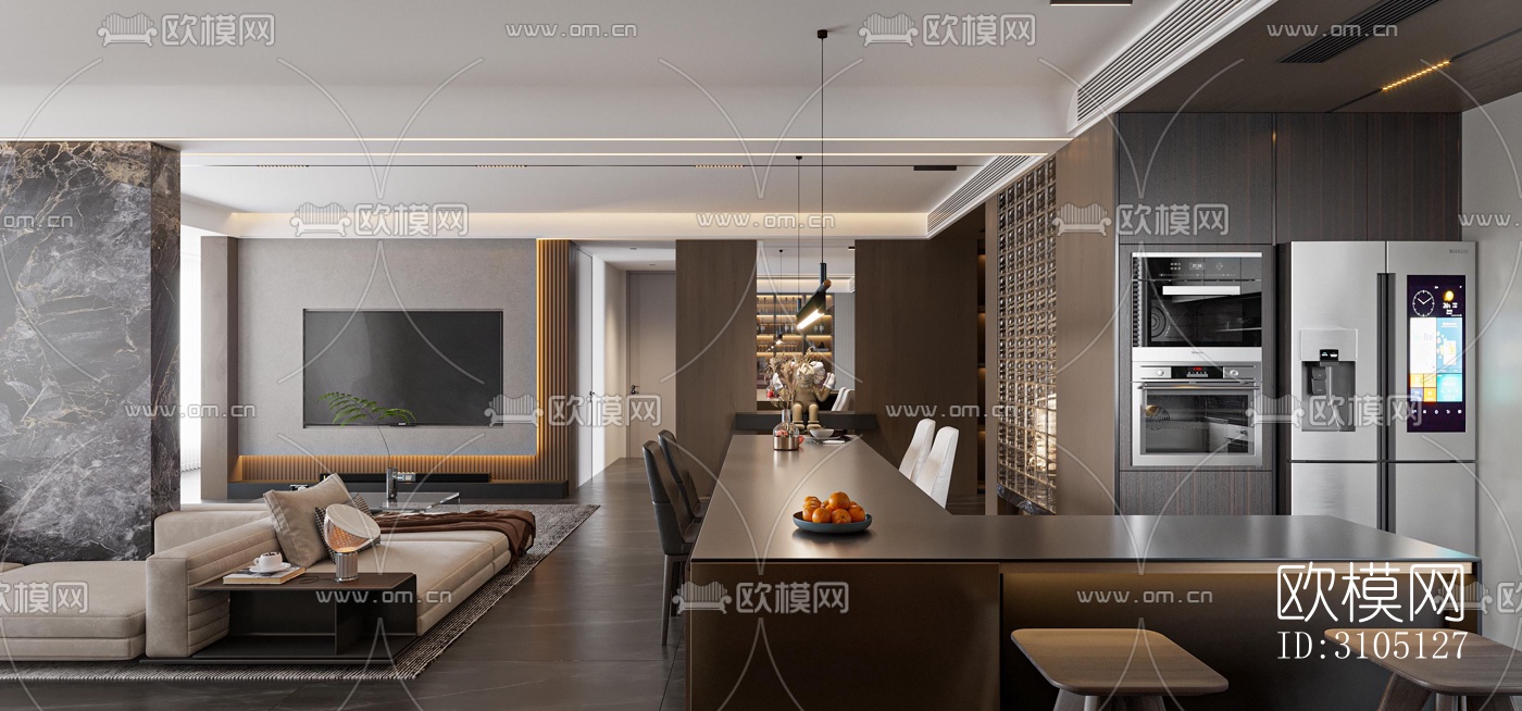 现代平层效果图下载（渲染图11）