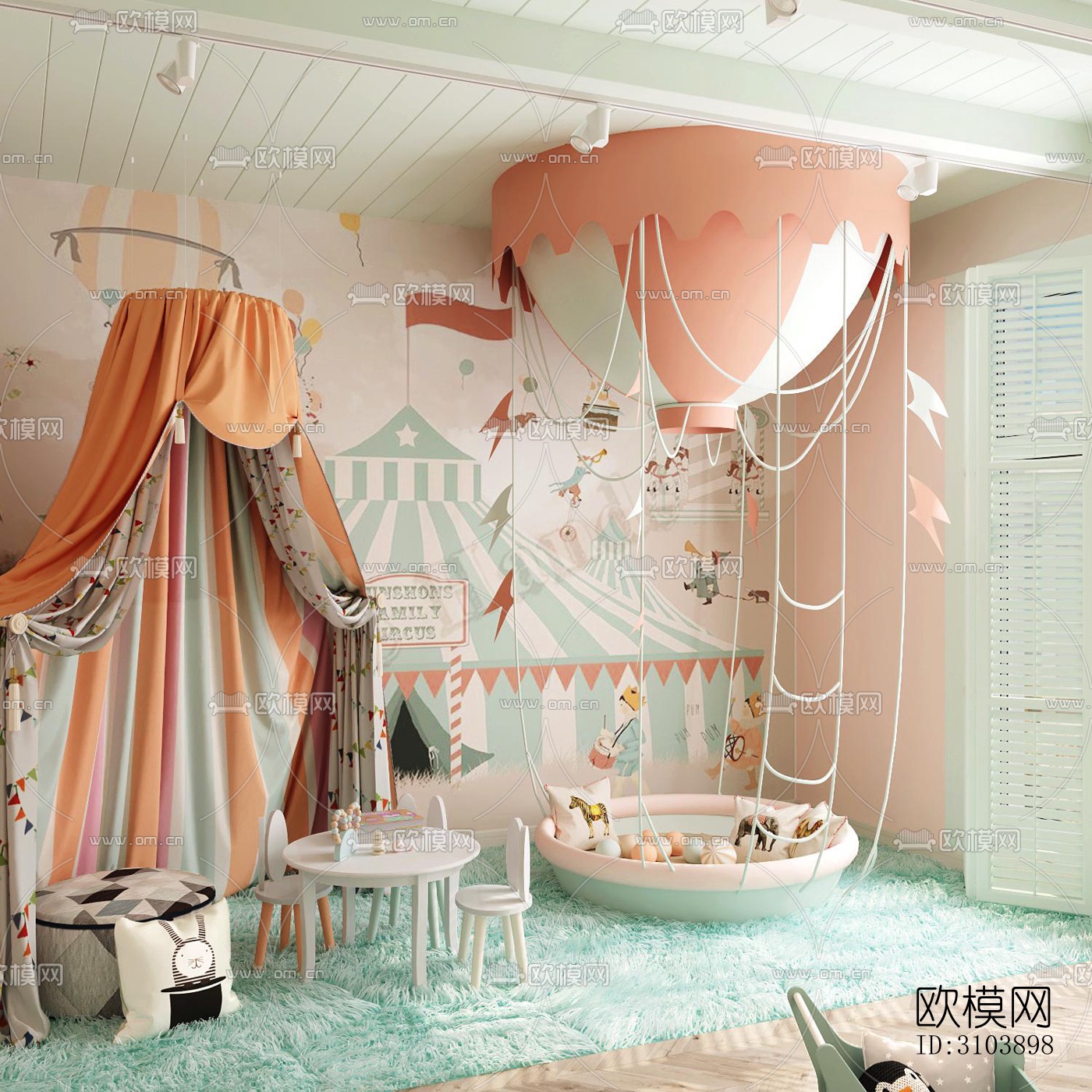 北欧儿童房效果图下载（渲染图3）