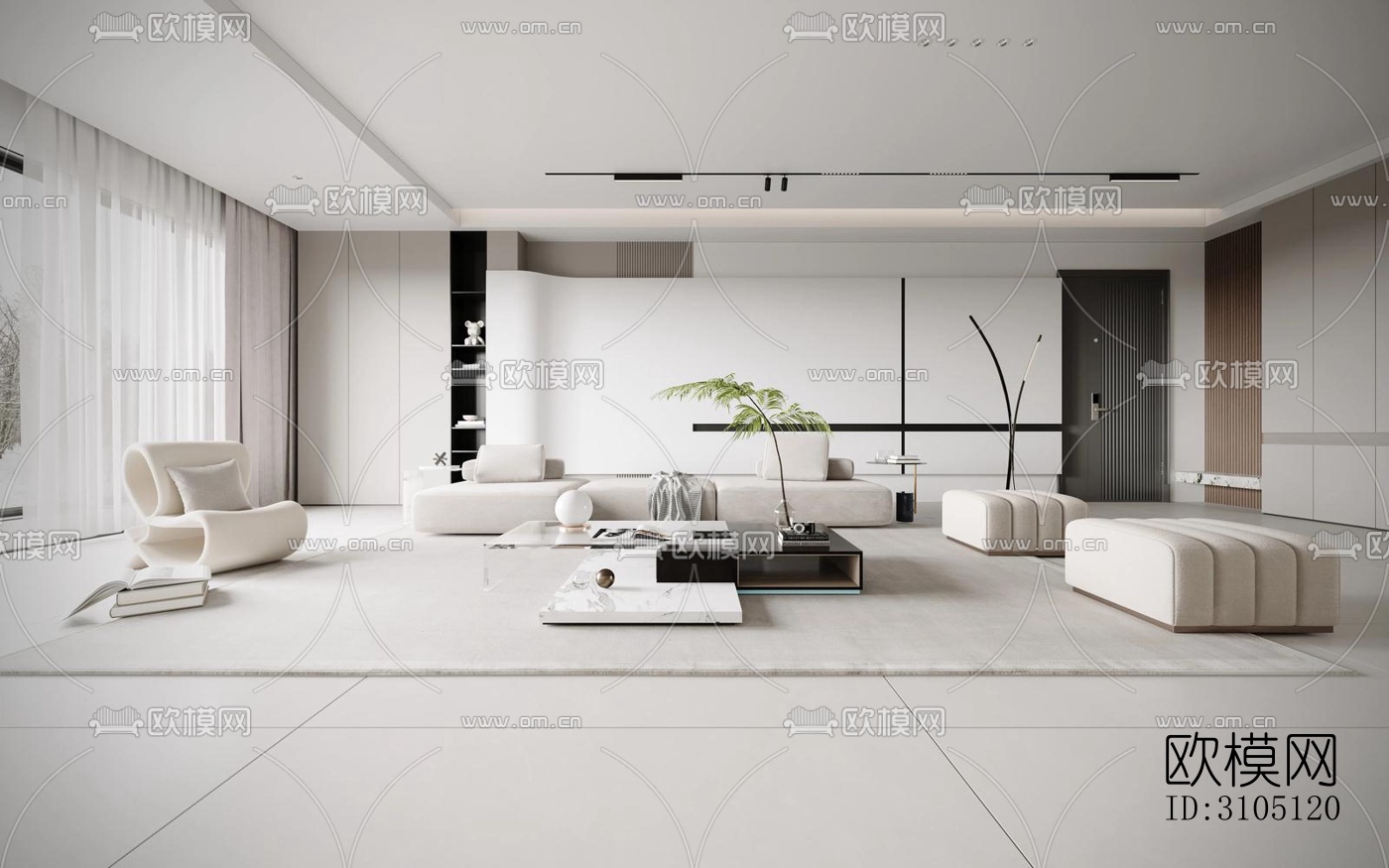 现代平层效果图下载（渲染图4）