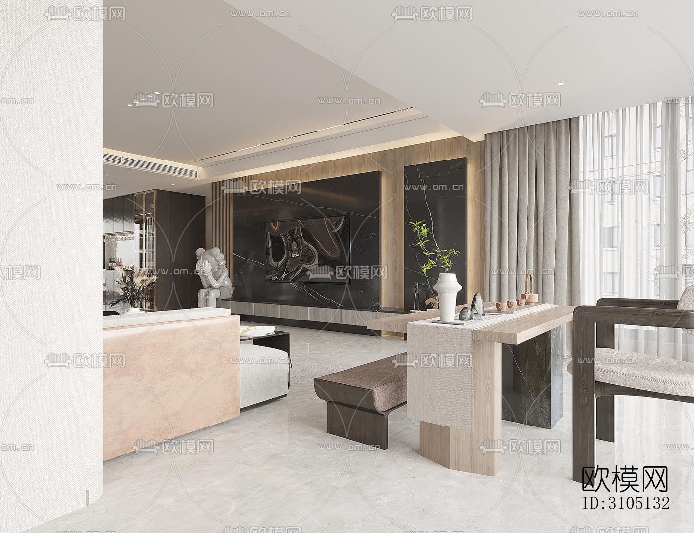 现代平层效果图下载（渲染图10）