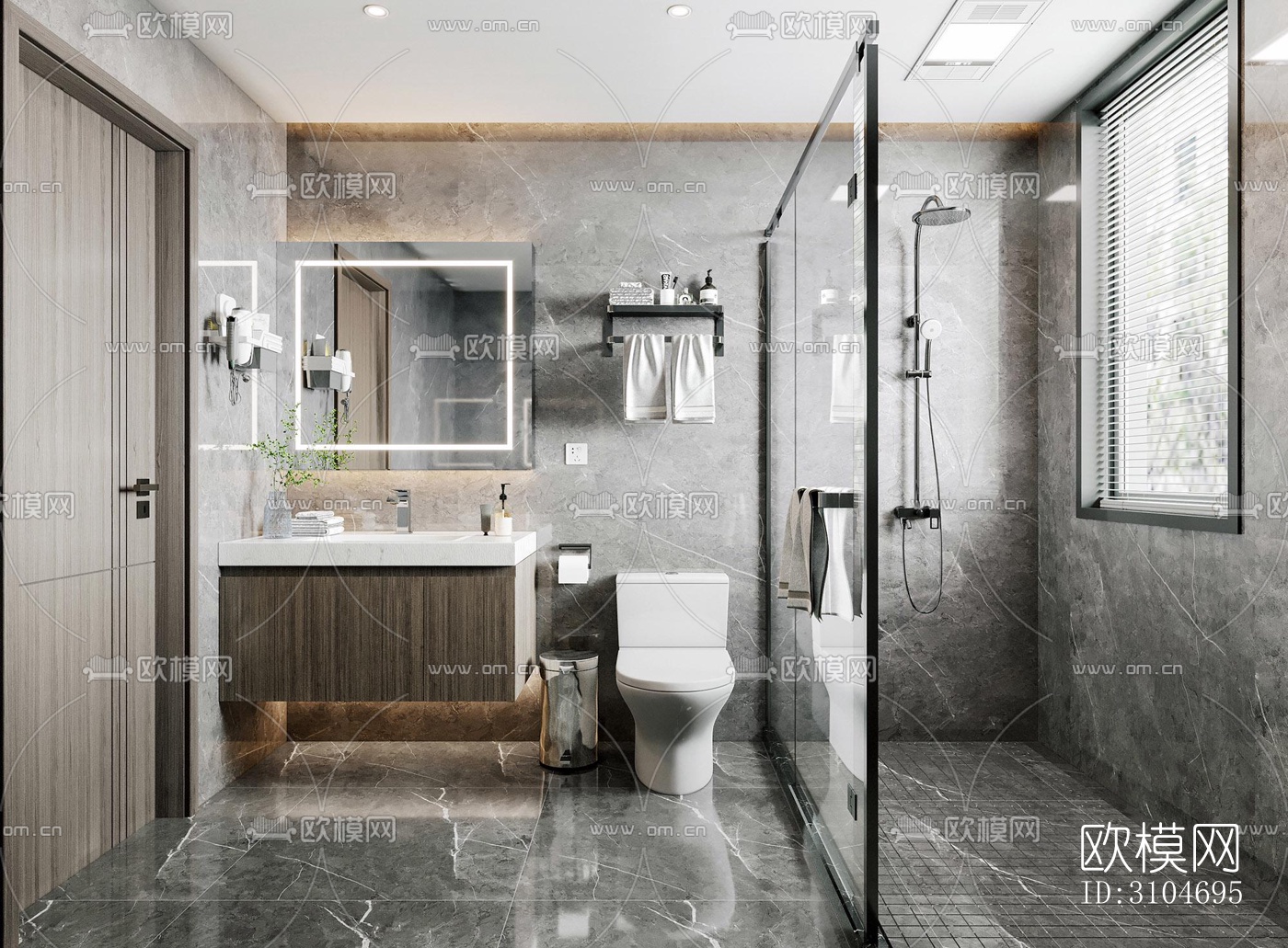 现代卫生间效果图下载（渲染图2）
