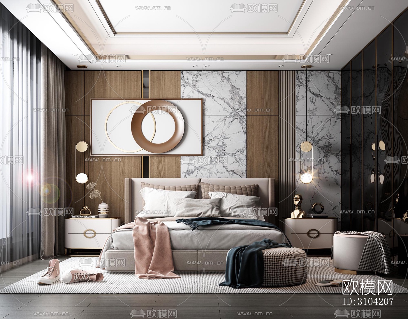 欧式卧室效果图下载（渲染图4）