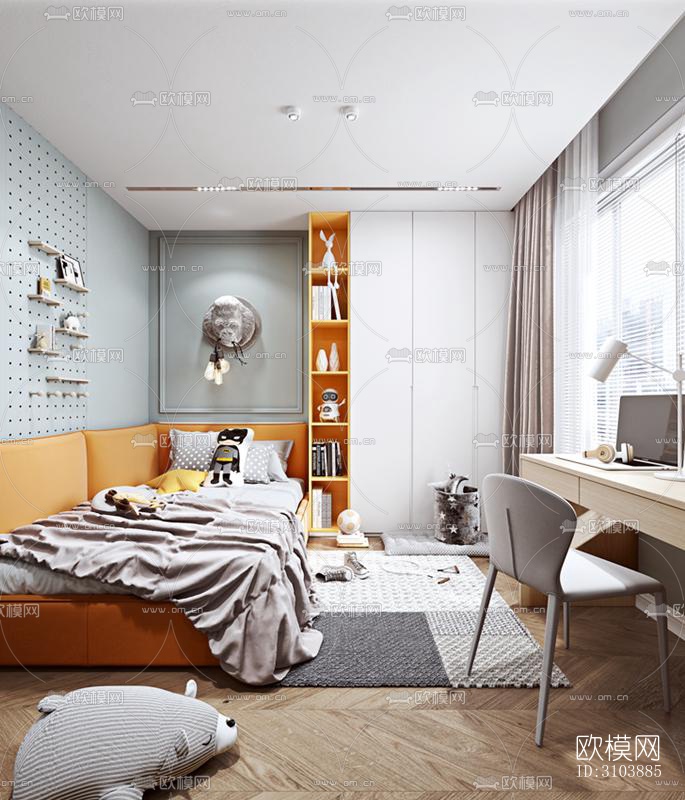 北欧儿童房效果图下载（渲染图5）