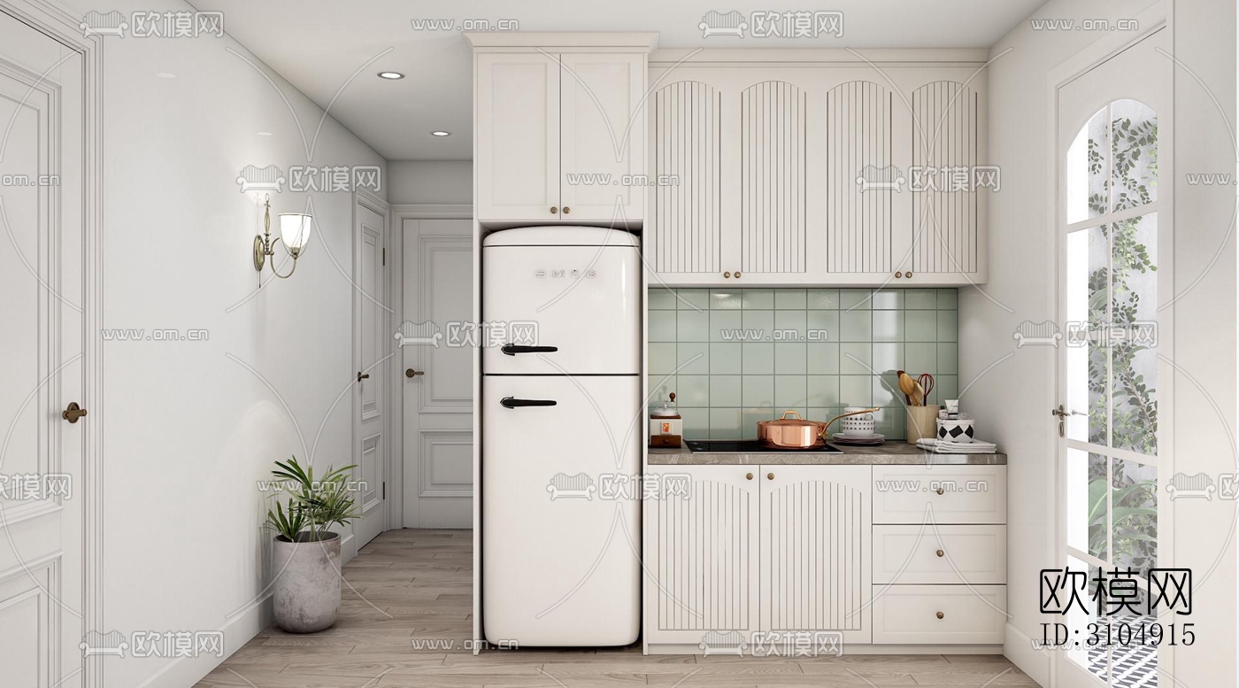 欧式厨房效果图下载（渲染图2）