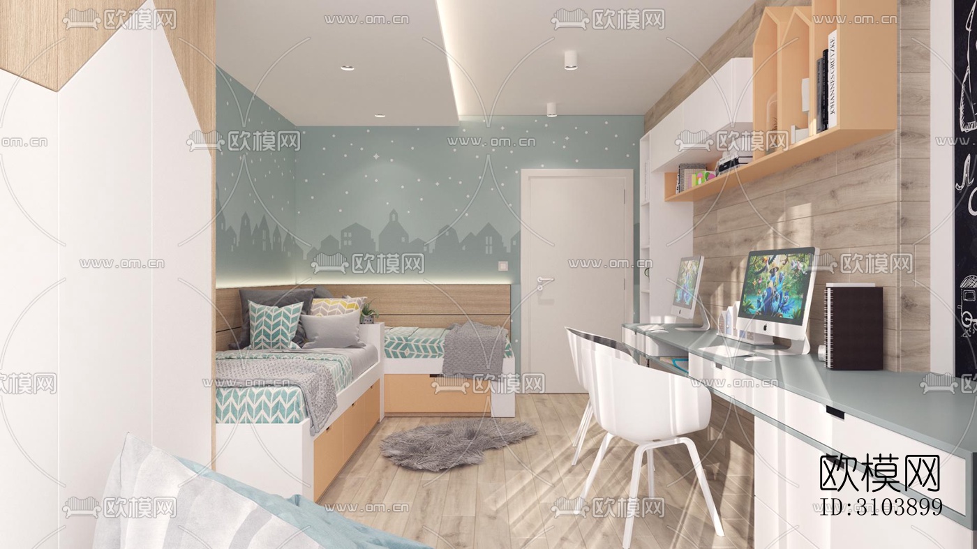 北欧儿童房效果图下载（渲染图5）