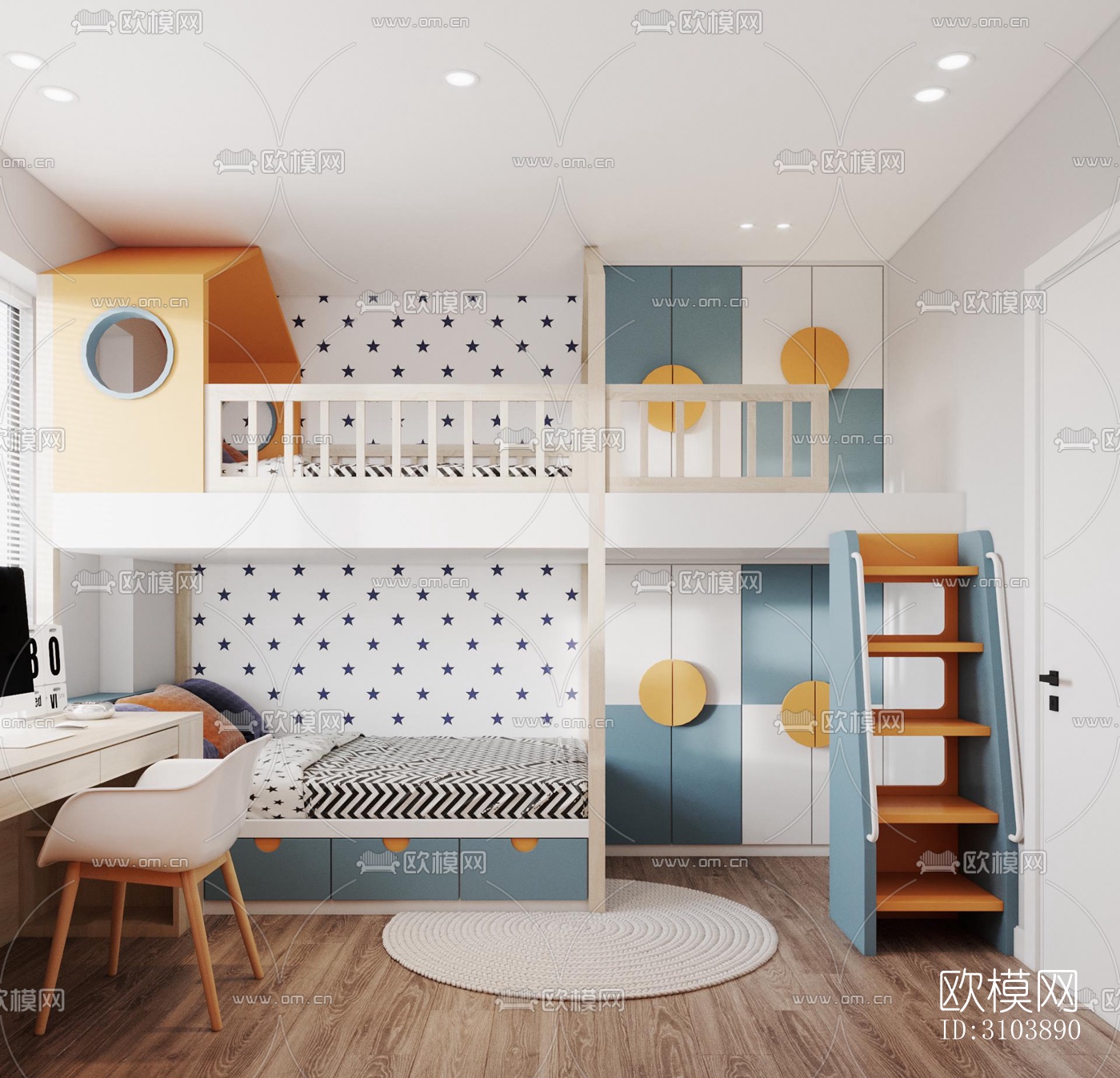 北欧儿童房效果图下载（渲染图5）