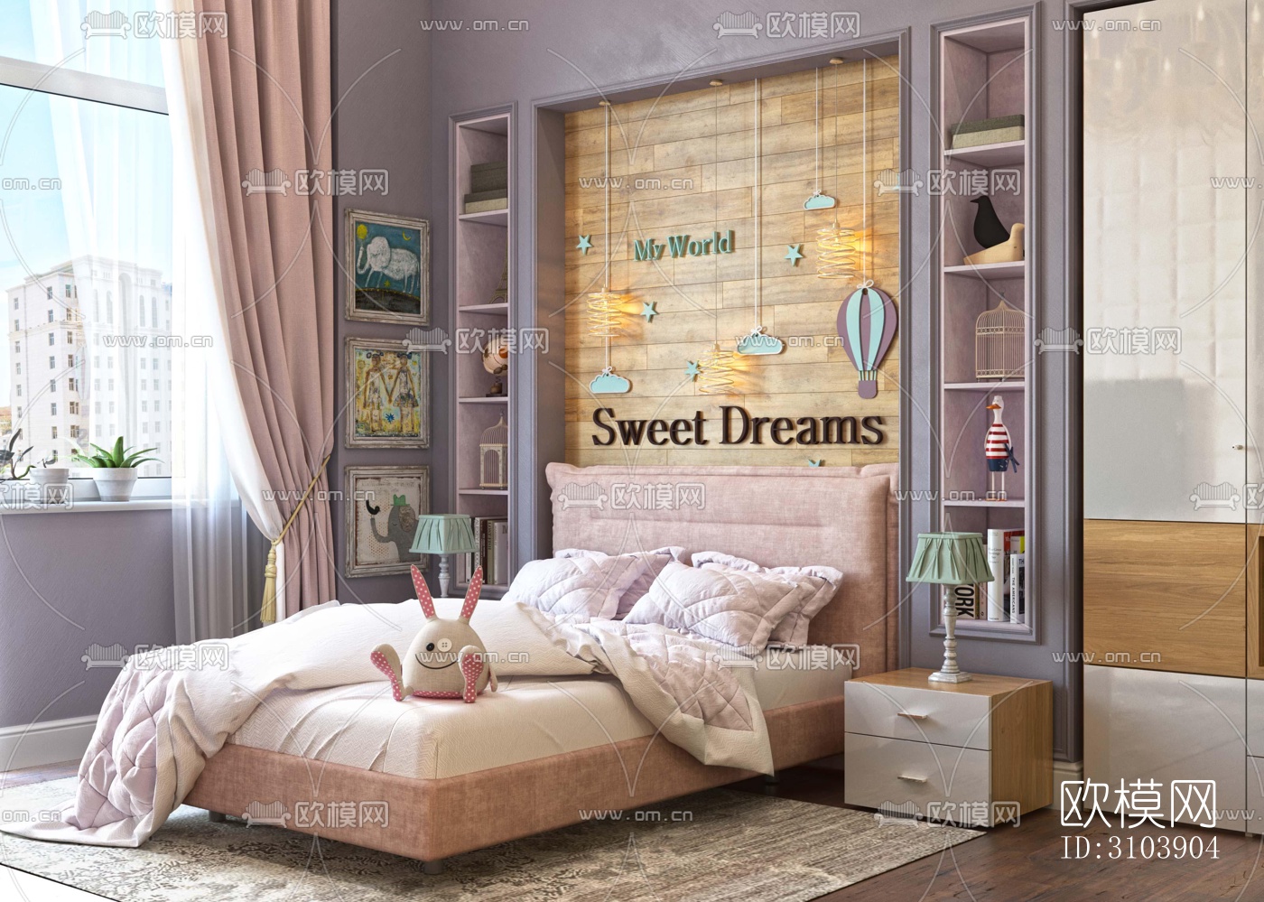 北欧儿童房效果图下载（渲染图3）