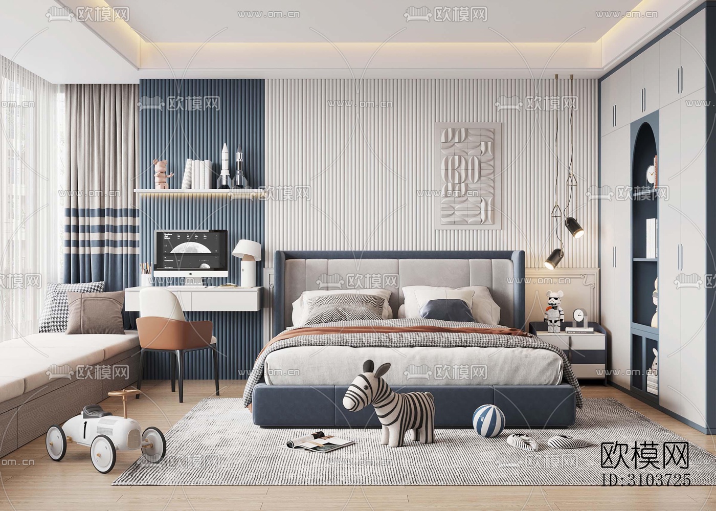 北欧儿童房效果图下载（渲染图3）