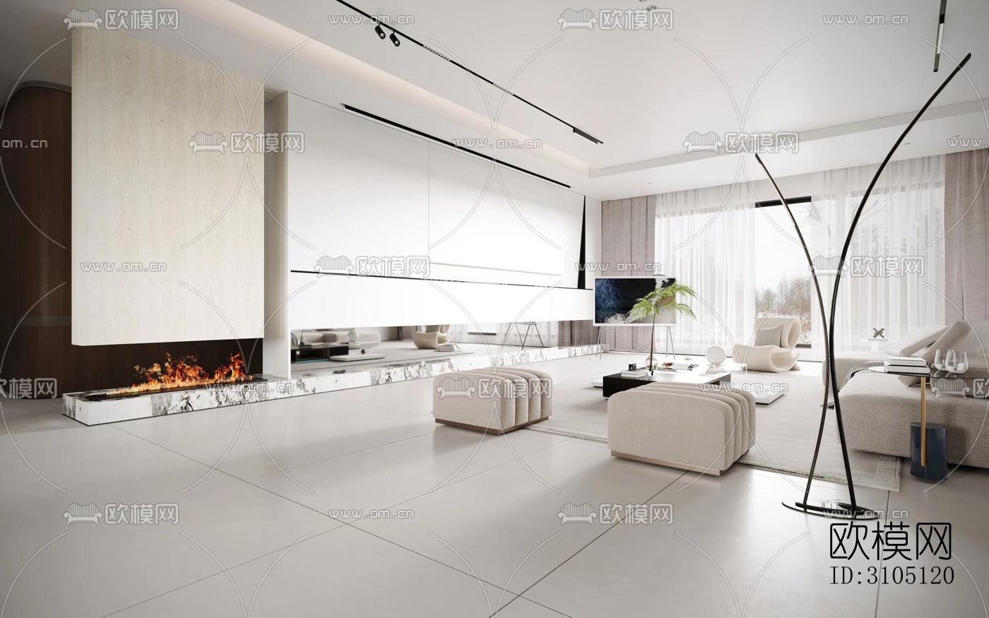 现代平层效果图下载（渲染图3）