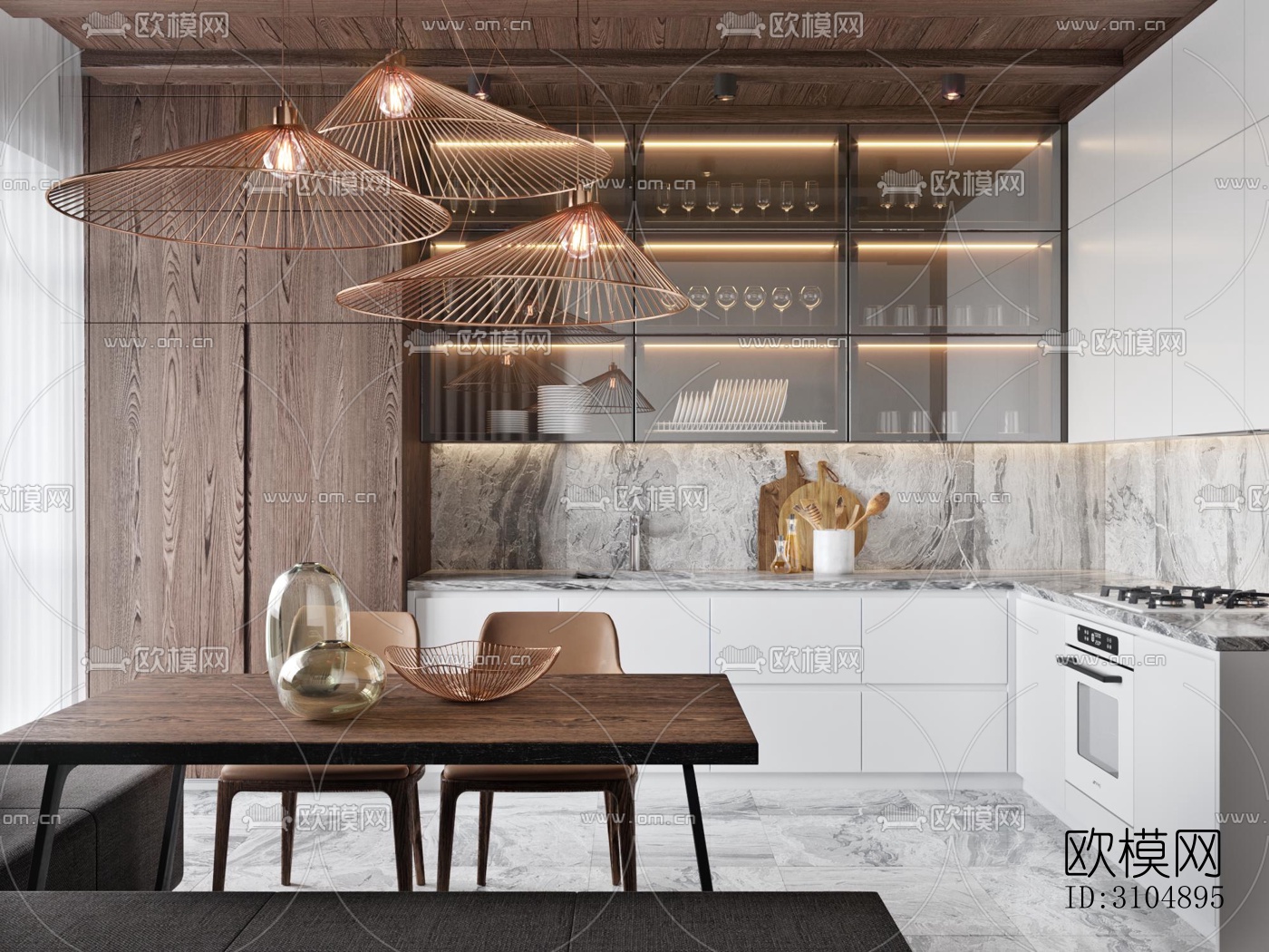 日式厨房效果图下载（渲染图3）