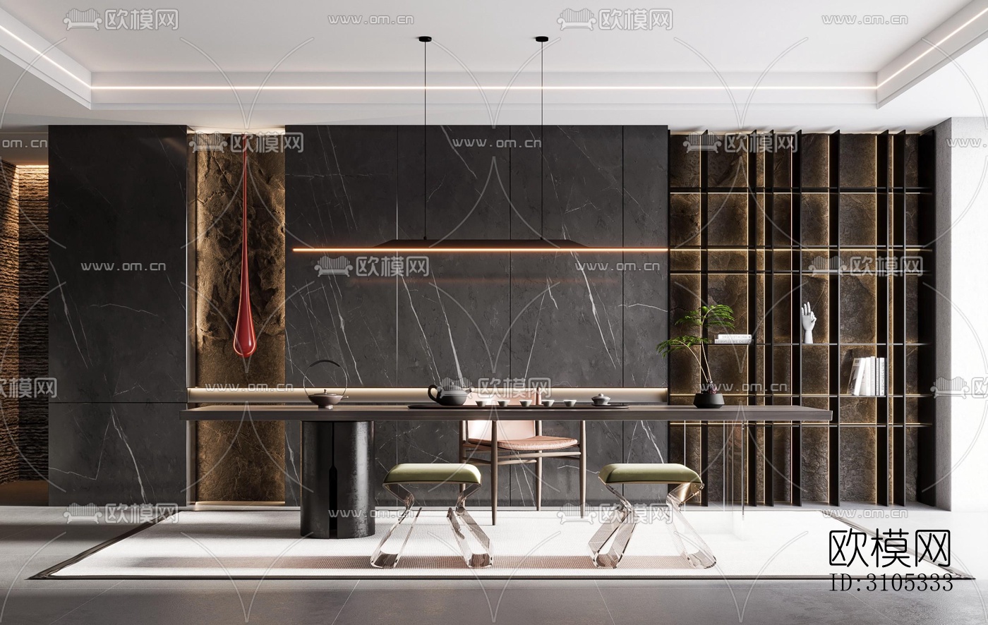 高级灰茶室效果图下载（渲染图1）