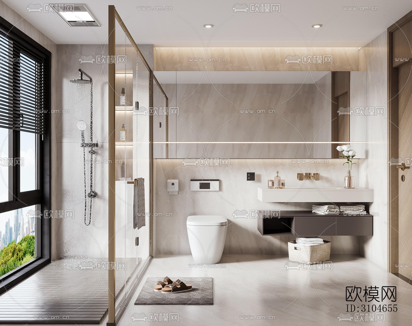 现代卫生间效果图下载（渲染图4）