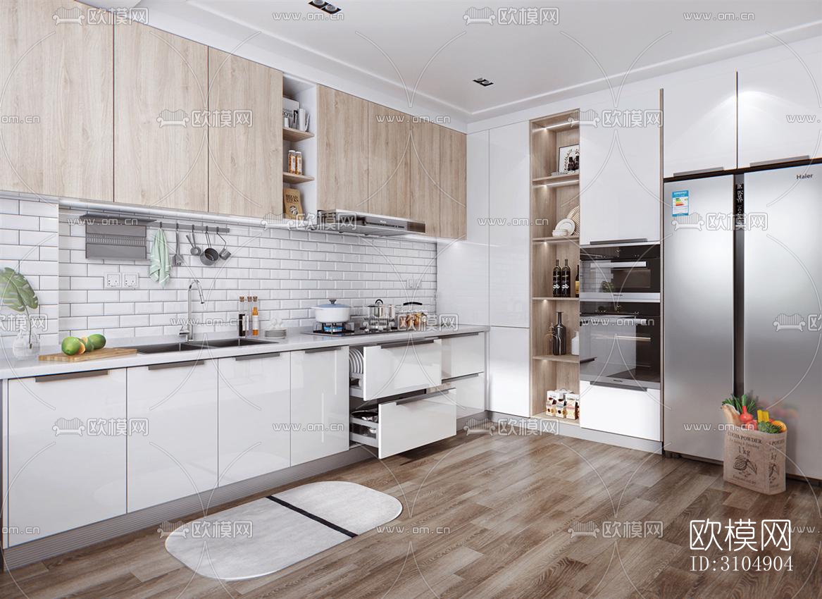 日式厨房效果图下载（渲染图3）