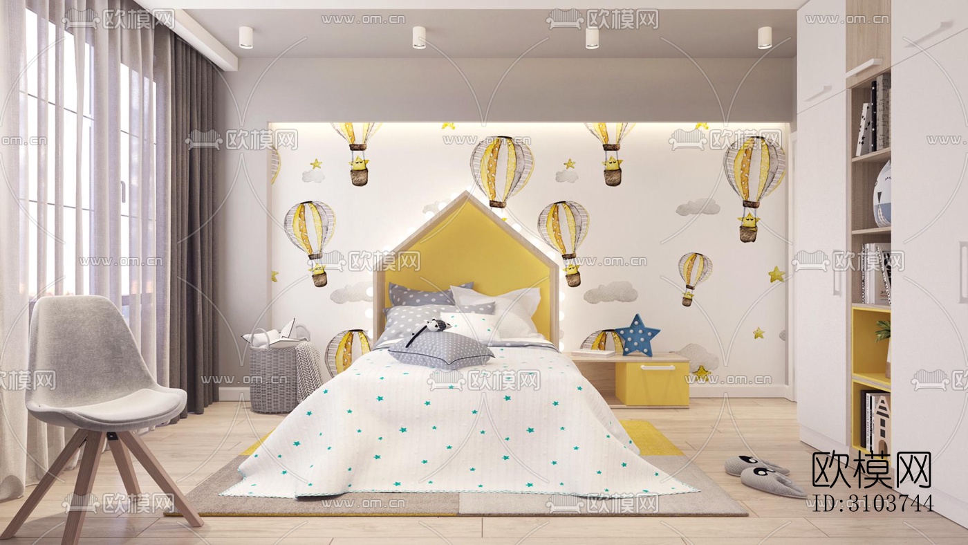 北欧儿童房效果图下载（渲染图5）