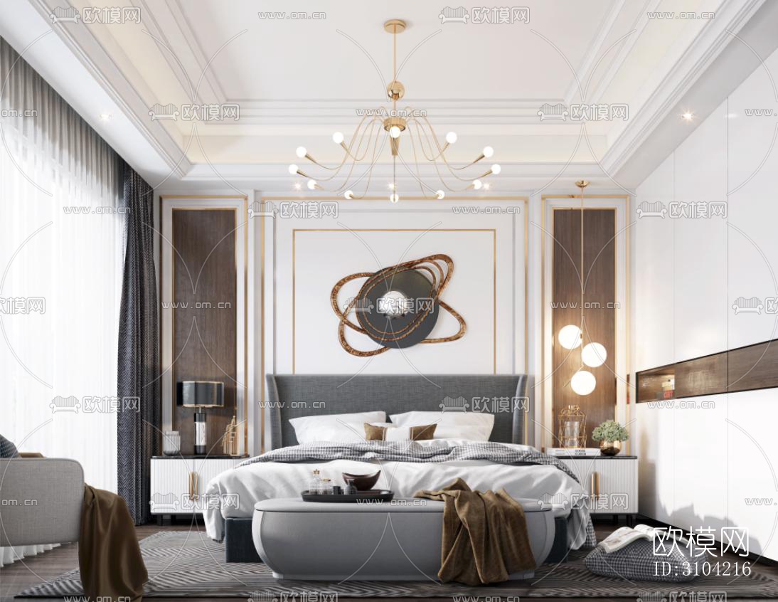欧式卧室效果图下载（渲染图1）