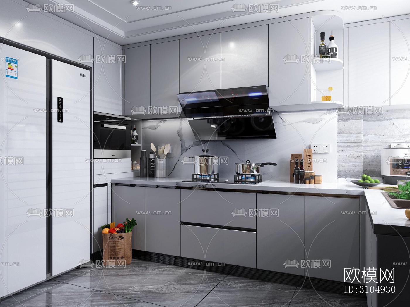 现代厨房效果图下载（渲染图5）