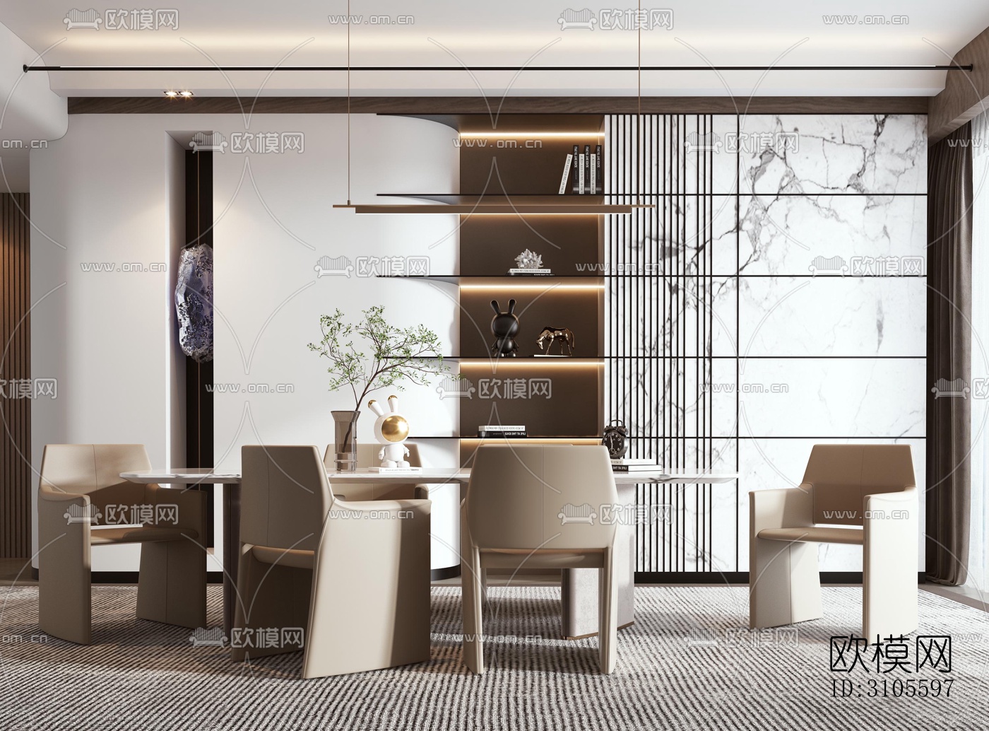 现代餐厅效果图下载（渲染图5）