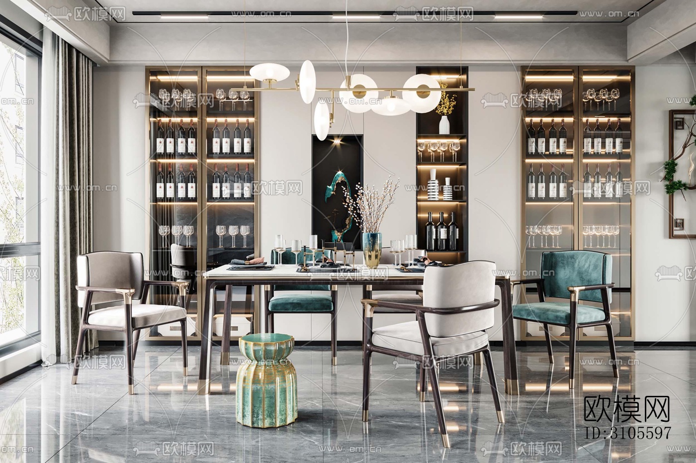 现代餐厅效果图下载（渲染图3）