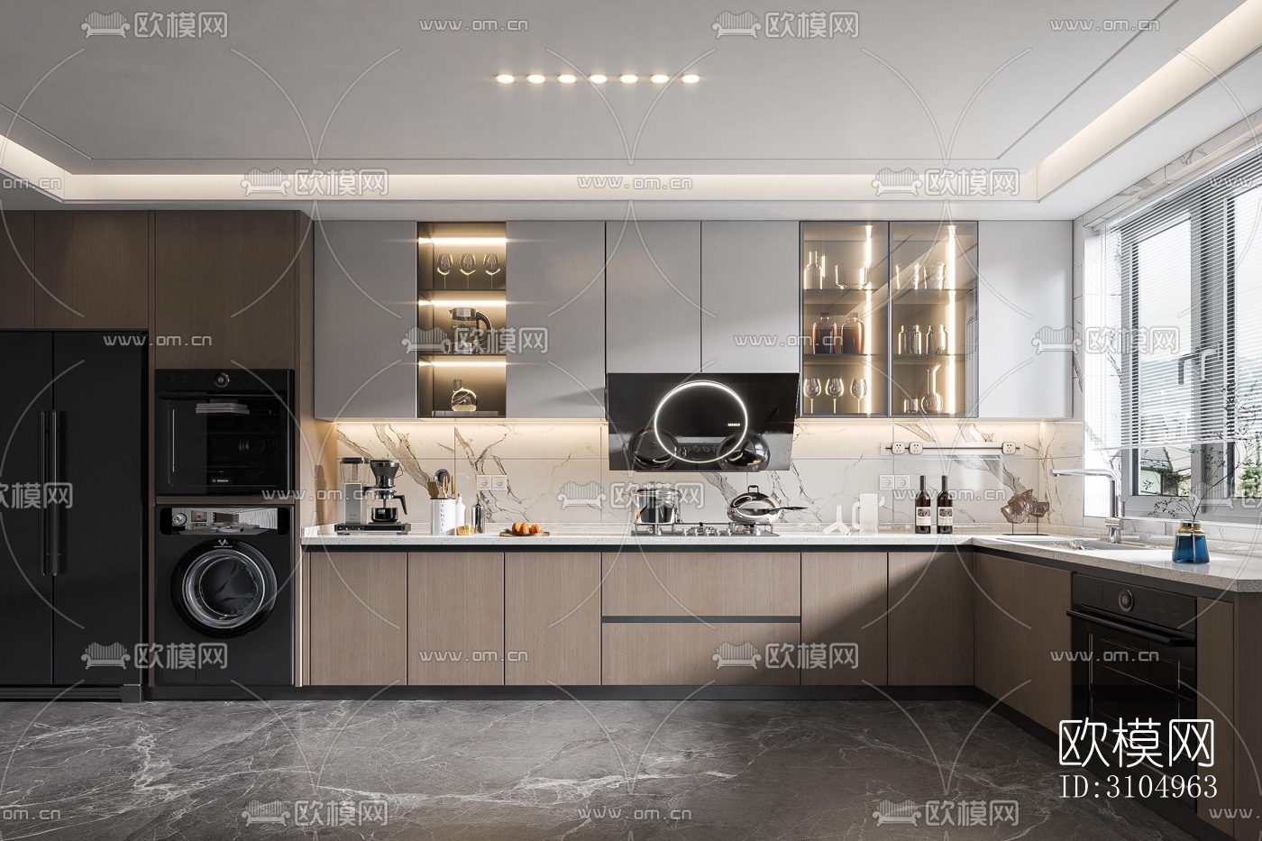现代厨房效果图下载（渲染图4）