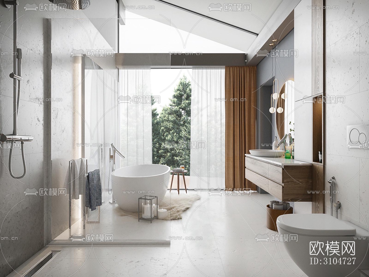 现代卫生间效果图下载（渲染图2）
