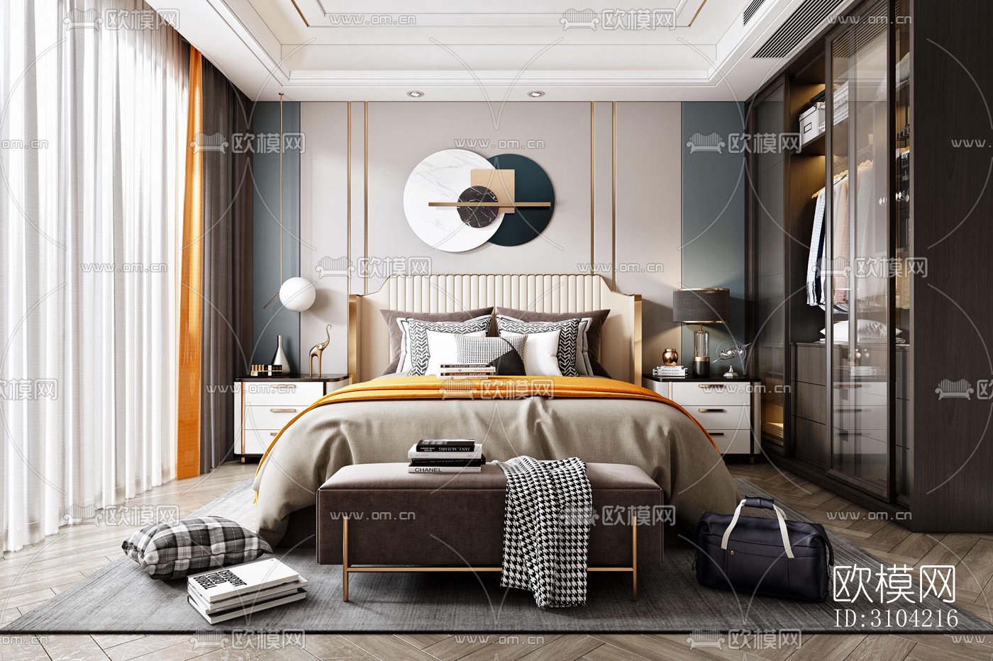 欧式卧室效果图下载（渲染图4）