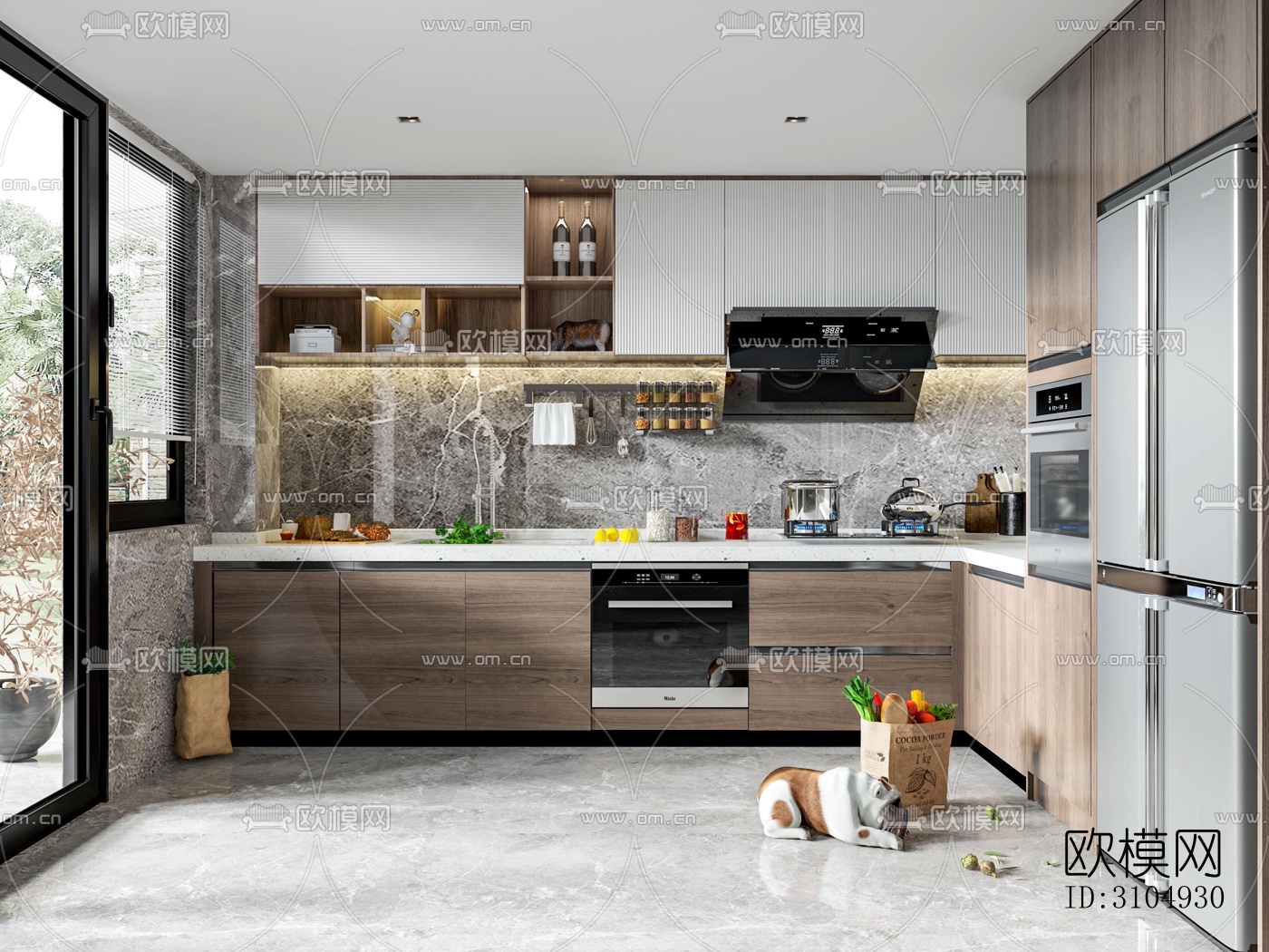现代厨房效果图下载（渲染图3）