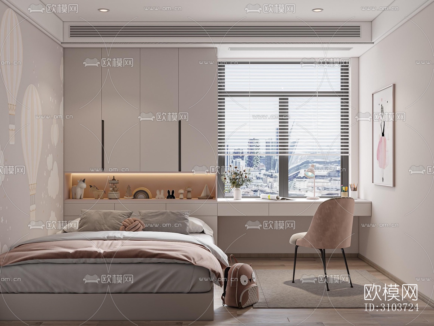 北欧儿童房效果图下载（渲染图2）