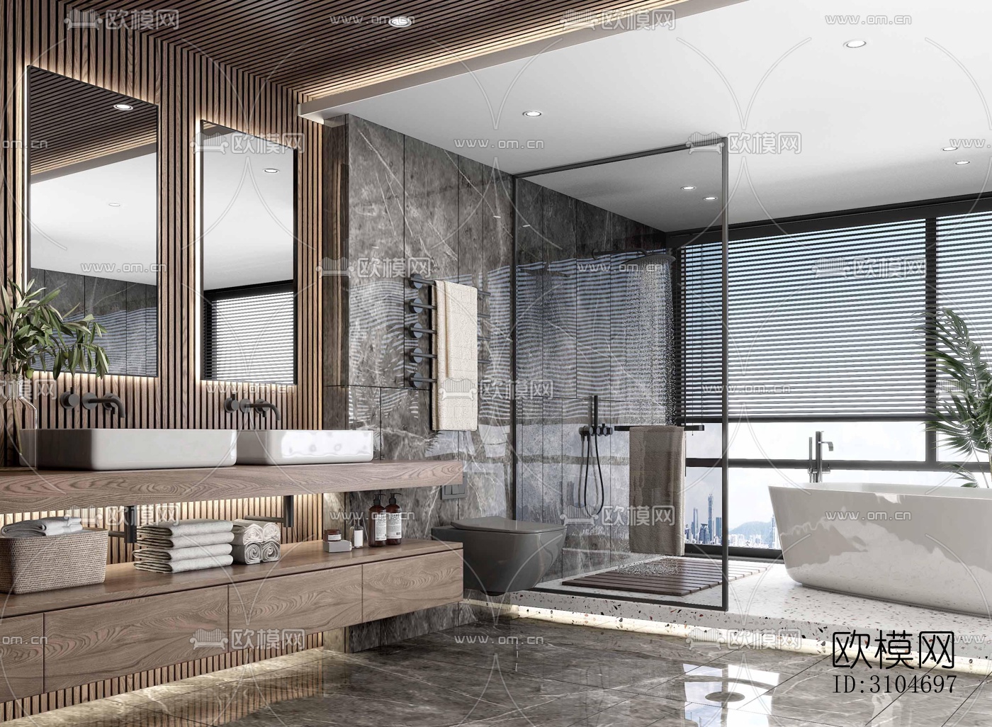 现代卫生间效果图下载（渲染图3）